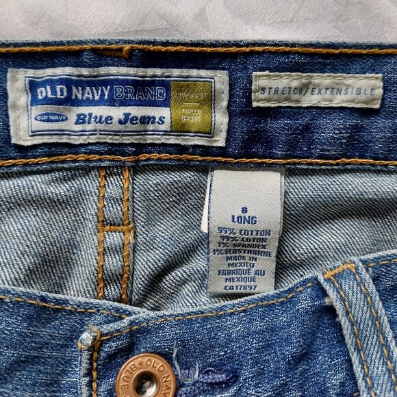 Old Navy Women Flare Jeans Size 8 VTG Low Rise Y2K Long Bell Bottom Blue Denim - Picture 6 of 11